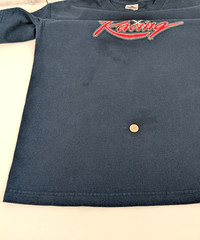 Vtg Chevrolet Racing T-Shirt Mens M Navy Blue Checkered Flags Bow Tie Y2K