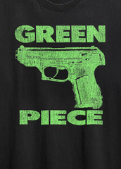 Rare Parody Green Piece Washed T-Shirt Black L