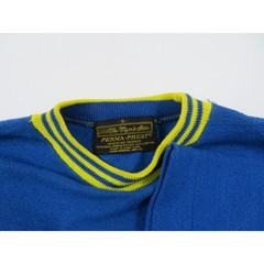 Sears PolyCotton Blank Pocket T-Shirt Blue Yellow Sz S 1970s