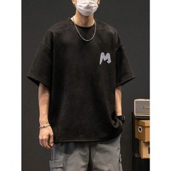 Men’s Fashionable Casual Suede Crew Neck Short Sleeve T-Shirt