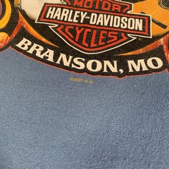 Harley Davidson Shirt Mens XL Blue Denney’s Branson Missouri Pocket Graphic FLAW