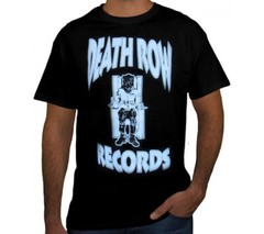 DEATH ROW RECORDS Black T Shirt (graphic is white color, not blue)