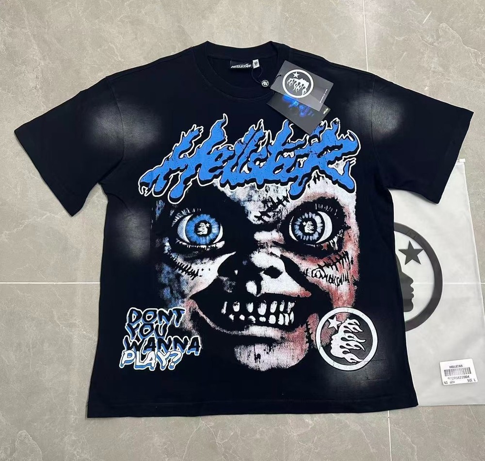 Hell Studios star little devil print Men’s Washed style Short Sleeve T-shirt
