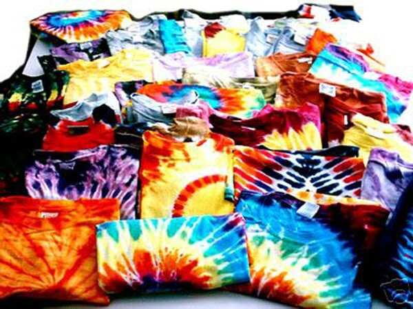 LOT OF 25 Hand-dyed Tie Dye T-Shirts Varied Designs SIZE SMALL All Unique SS LS