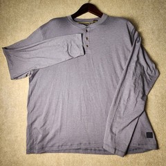 Vintage 1946 Henley Mens XL Grey Long Sleeve Cotton Blend Stretch Shirt