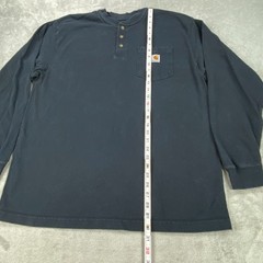 Carhartt Henley Shirt Mens Large Black Loose Fit Heavyweight Ribbed Knit Cuff