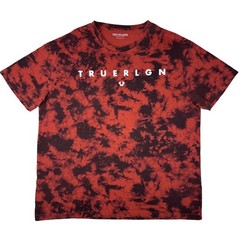 True Religion Tie Dye Arc Logo T-Shirt Streetwear Men 3XL Red Black Hype Y2K
