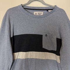 Original Penguin Shirt Mens Large Blue Colorblock Long Sleeve Pocket Logo Tee
