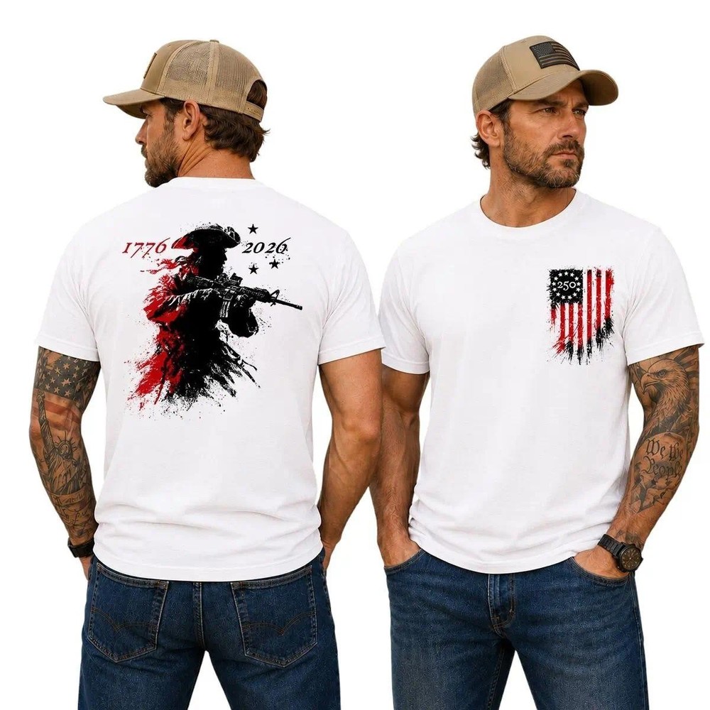 250th Anniversary Distressed American Flag T Shirt, Revolutionary Soldier Tee