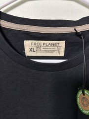 Free Planet Organic Cotton Men’s XL Black T-Shirt Crew Neck New NWT