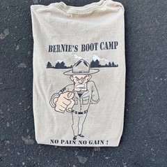 Bernie’s Boot Camp Tank Top Wrightwood CA Graphic Cut Off Shirt Mens Large Beige