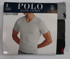 3 POLO RALPH LAUREN S M L XL SLIM FIT COTTON BLACK WHITE BLUE V NECK T SHIRTS