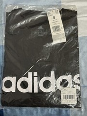 Adidas Mens Essentials Embroidered Linear Logo Tee Black White T-Shirt Size SM