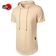 New summer hooded T-shirt men’s solid color men’s short sleeve T-shirt hoodie