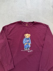 Polo Ralph Lauren Shirt Mens 3XLT Burgundy Long Sleeve Polo Bear Graphic