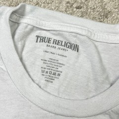 true religion metallic silver logo white tee t shirt size Large L Streetwear B4