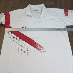 Vintage ASICS Shirt Mens L 90s V Neck Volleyball Tennis Net Long Sleeve Collar