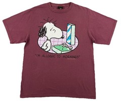 Vintage Peanuts Snoopy I’m Allergic To Mornings T-Shirt Adult Large Purple USA