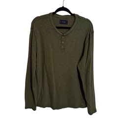 Lucky Brand Men’s Size Large Green Henley Shirt Long Sleeve Cotton Casual Lounge