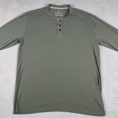 Free Fly Shirt Mens XL Green Bamboo Henley Performance Long Sleeve Stretch Tee