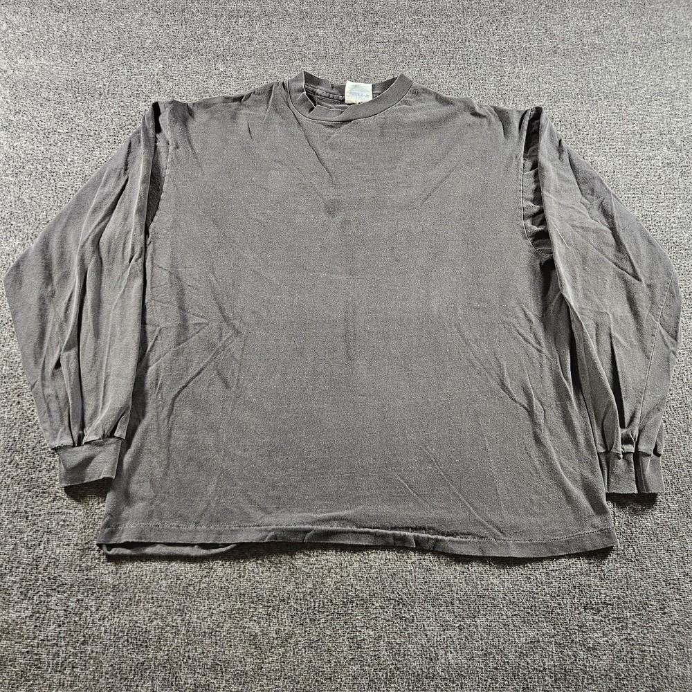 Vintage Hanes Beefy-T Shirt Mens Large Black Long Sleeve Blank Tee Made USA