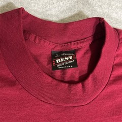 Vintage Fruit of the Loom Best Maroon Red Plain Blank 50/50 Blend T-Shirt Large