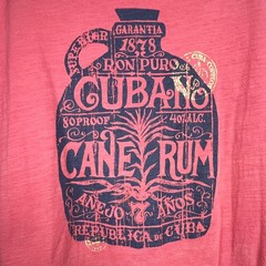 Lucky Brand Ron Puro Cubano Cane Rum Graphic Ringer Tee Mens M Retro Pink Red