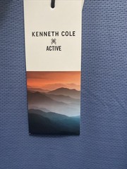 Kenneth Cole Active Mens Medium Captain Blue Short Sleeve Crew T-Shirt Tech NWT
