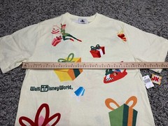 NEW Disney Shirt Adult Small Beige Red Mickey Mouse Stitch Peter Pan Christmas