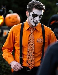 Fashonal Halloween Shirt Men, Men’s Dress Shirt and Tie Set Party Festival