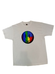 Vintage Y2K Smiley Face Shirt XL Fruit Of The Loom Rainbow USA Flag Graphic Tee