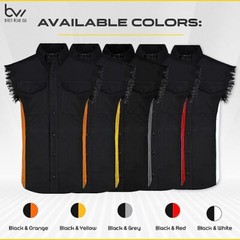 MEN’S SLEEVELESS DENIM SHIRTS – 2-TONE – WITH VERTICAL REFLECTIVE SAFETY LINING