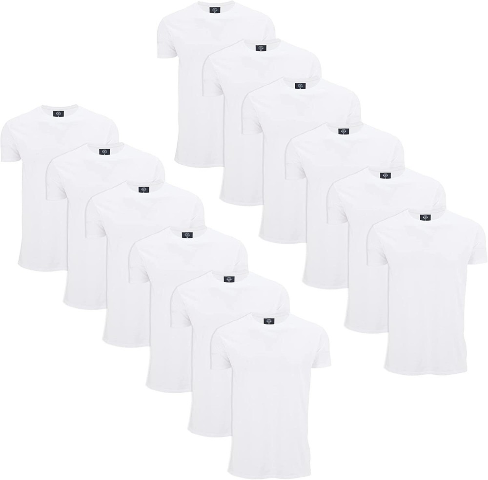 SOCKS’NBULK 12 Pack Bulk Mens Cotton Crew Neck Short Sleeve T-Shirts Mix Colors