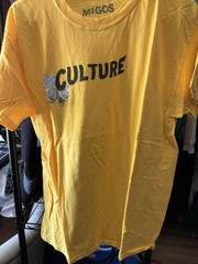 Migos Culture Yellow Short Sleeve Cotton Men’s Shirt Size L