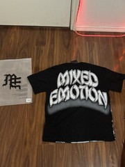 Mixed Emotion Graphic Logo Rhinestone Crew Neck T-Shirt Black Short Sleeve S