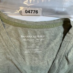 Banana Republic Men’s Size XL Solid Green Cotton Short Sleeve Fitted Vee