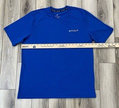 Spyder Blue Short Sleeeve Tee Ribbed Collar Embroidered Logo Mens Sz XL