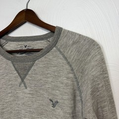 American Eagle Men’s Gray Thermal Classic Fit Long Sleeve Casual Shirt Top Large