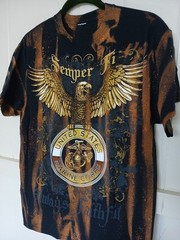 Semper Fi T-Shirt Always Faithful Veteran USA Marine Men’s Small Bleach Dyed SS