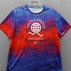 Nike Mens USATF United States Track & Field Dri FIT Shirt Red Blue Large NEW