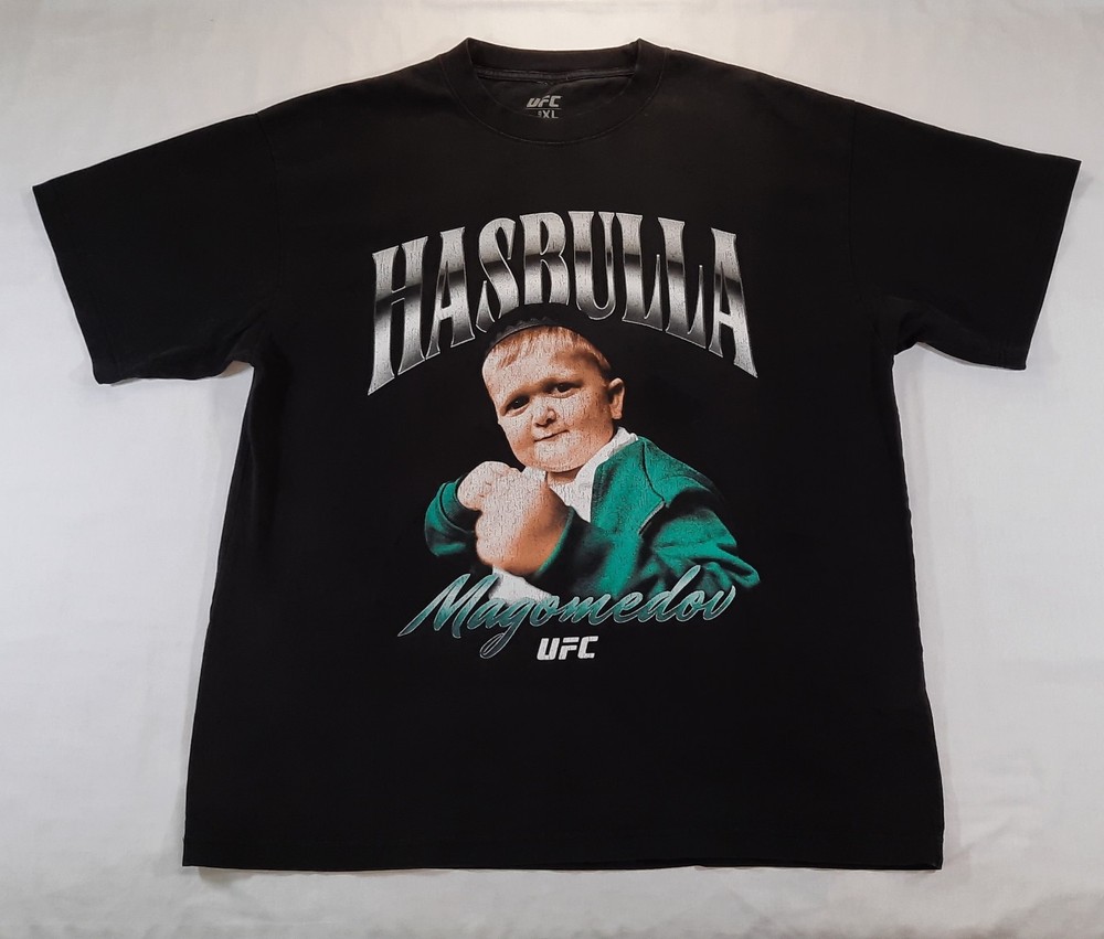 UFC Mens Hasbulla Magomedov MMA Fighter Graphic Martial Arts T Shirt Black Sz XL
