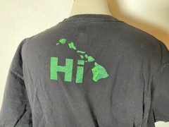 Mens Shirt Large Hawaiian Islands Black Easy Care Stretch Graphic Surfing