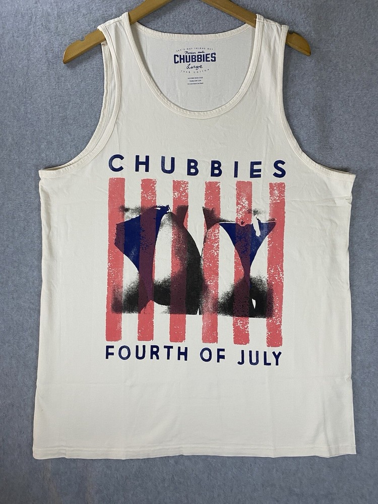 Chubbies Tank Top Mens Large Ivory 4th Of July Cotton Scoop Neck Muscle Tee Butt