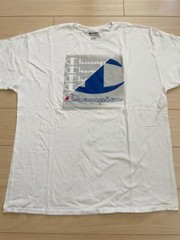 Men Champion Huge Logo Front Crew Neck Tee T-shirt Top Short Sleeve White XL
