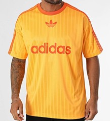 NEW MEN’S ADIDAS ORIGINALS TREFOIL POLY TEE SHIRT ~SIZE LARGE #JP1027 ORANGE