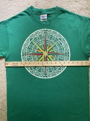 Vintage Hanes Heavyweight Green T-Shirt Medium Compass Rose Nautical 50/50