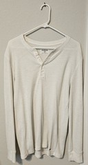 Express Henley Mens Long Sleeve Shirt Oatmeal Cream Medium