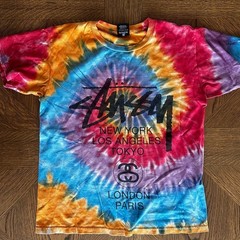 Stussy World Tour Tie Dye T-Shirt Small Multicolor