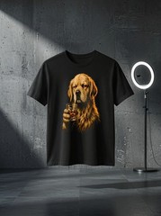 Unisex Vintage Dog Drinking Lovers Golden Retriever Whiskey Glass Graphic