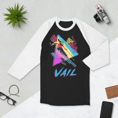 Skiing Shirt, Retro Ski Colorado, Skier Gift, Ski Shirt, 3/4 sleeve raglan shirt